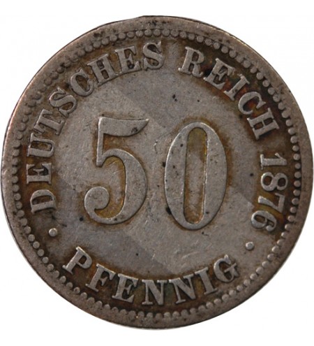 ALLEMAGNE, WILHELM Ier - 50 PFENNIG ARGENT 1876 B HANOVRE