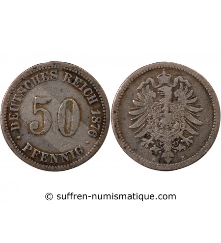 ALLEMAGNE, WILHELM Ier - 50 PFENNIG ARGENT 1876 B HANOVRE