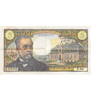 FRANCE, LOUIS PASTEUR - 5 FRANCS 01/08/1968 - SÉRIE P.84 - TTB+