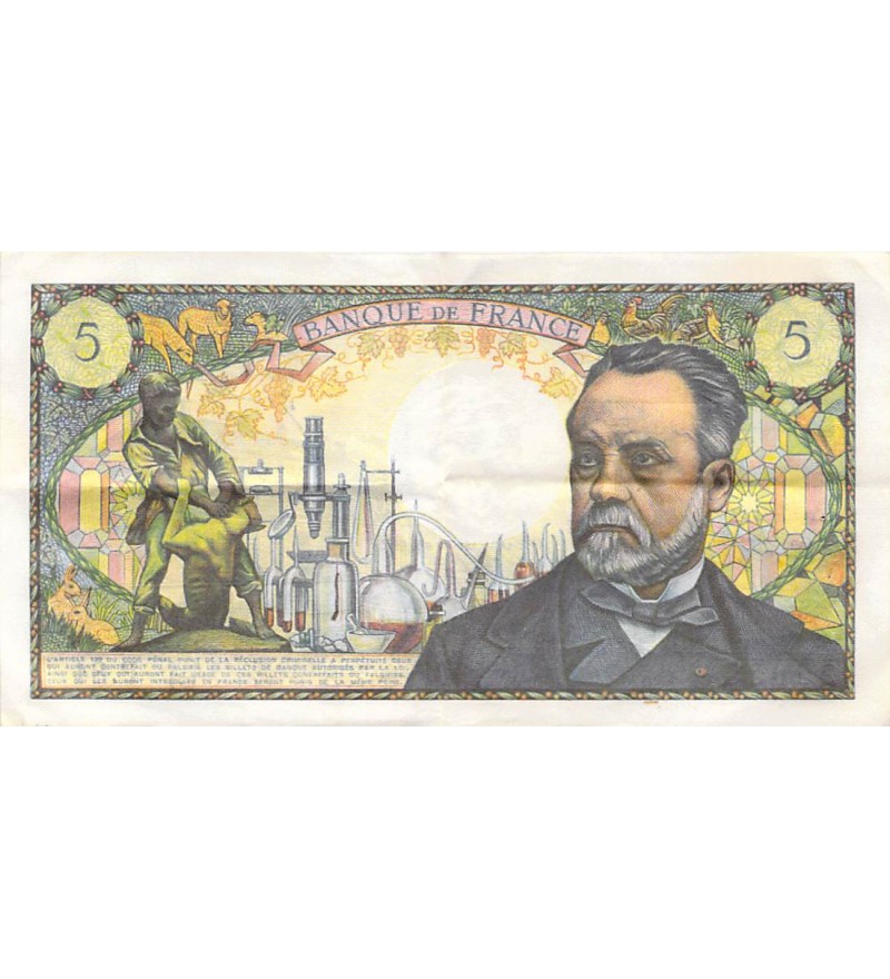 FRANCE, LOUIS PASTEUR - 5 FRANCS 01/08/1968 - SÉRIE P.84 - TTB+