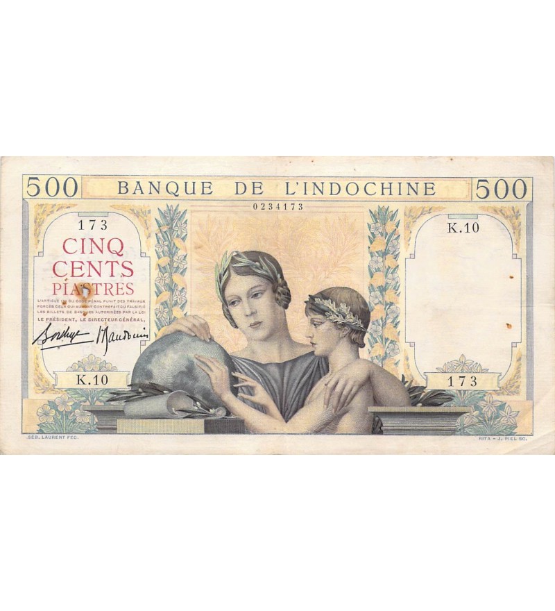 INDOCHINE - 500 PIASTRES (1939) - PTTB