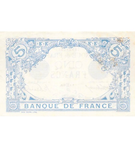 FRANCE - 5 FRANCS BLEU 12/08/1915 - TB+