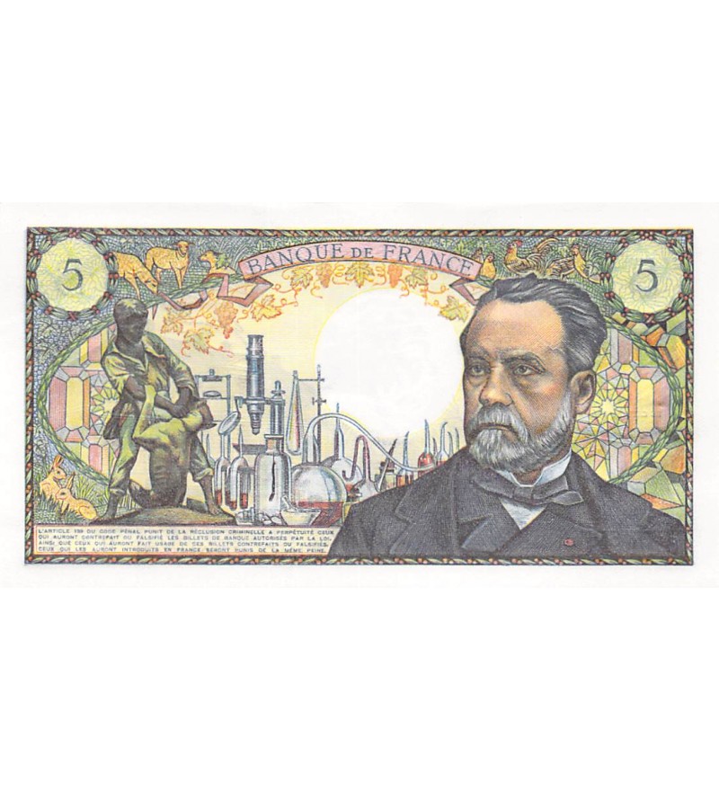 FRANCE, LOUIS PASTEUR - 5 FRANCS 08/01/1970 - SÉRIE B.119 - SPL
