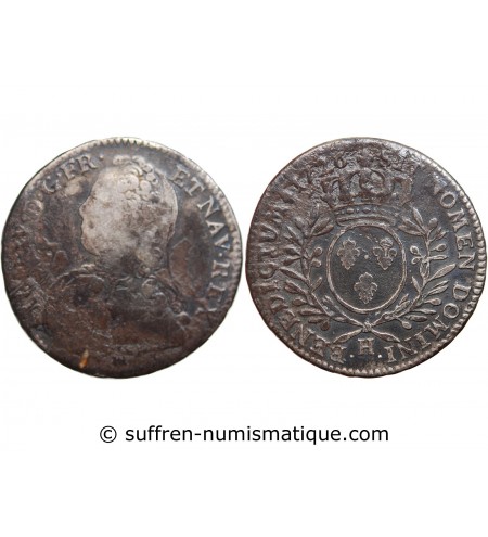 LOUIS XV﻿ - 1/2 ECU AUX BRANCHES D'OLIVIER 1726 H LA ROCHELLE