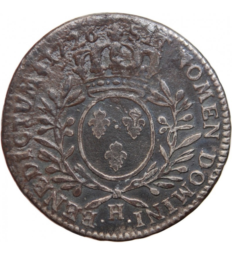 LOUIS XV﻿ - 1/2 ECU AUX BRANCHES D'OLIVIER 1726 H LA ROCHELLE