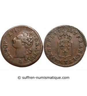 LOUIS XVI - LIARD A L'ECU 1791 T NANTES