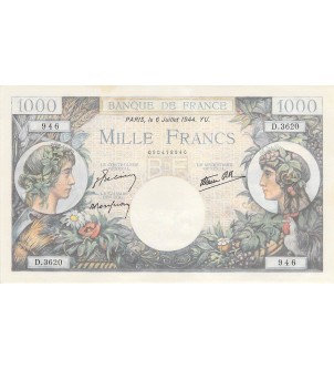 FRANCE, COMMERCE ET INDUSTRIE - 1000 FRANCS 06/07/1944 - SPL 2