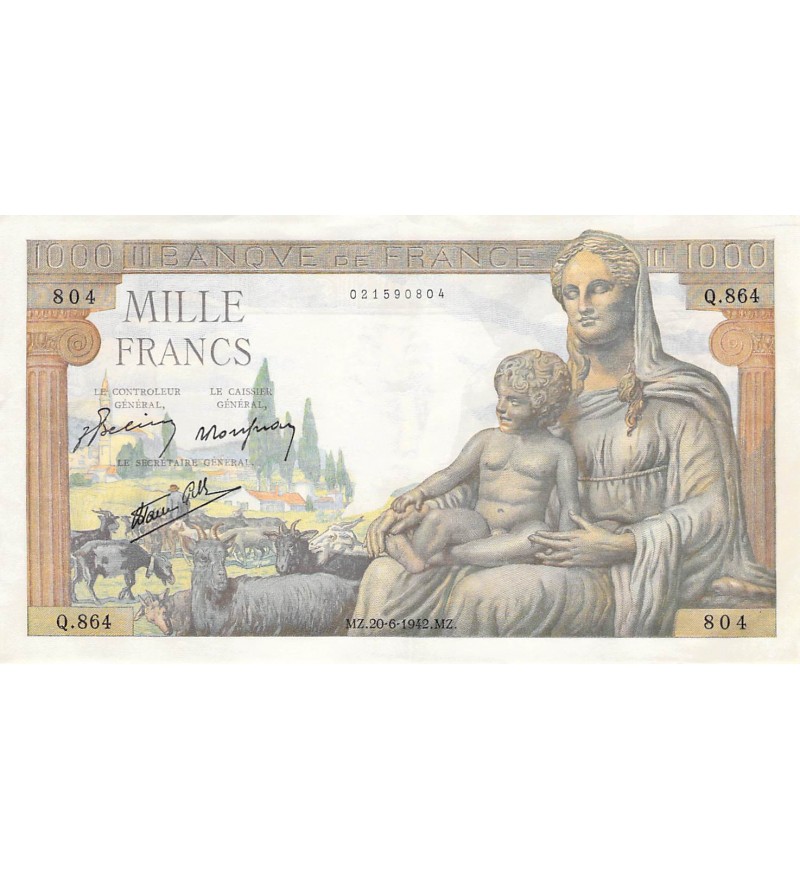FRANCE, DEMETER - 1000 FRANCS 20/06/1942 - SUP