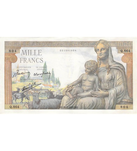 FRANCE, DEMETER - 1000 FRANCS 20/06/1942 - SUP