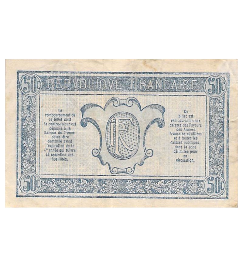 TRÉSORERIE AUX ARMÉES - 50 CENTIMES 1919 SÉRIE W - TTB