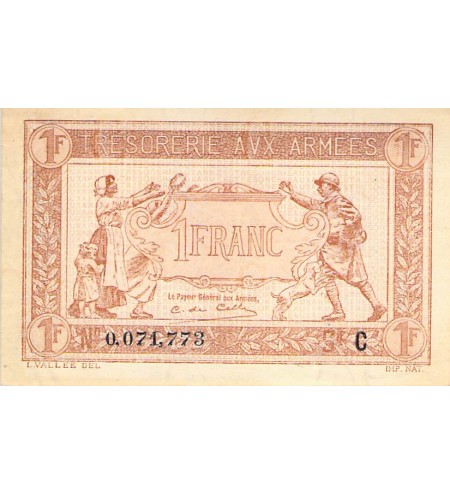 TRÉSORERIE AUX ARMÉES - 1 FRANC 1917 SÉRIE C - SPL