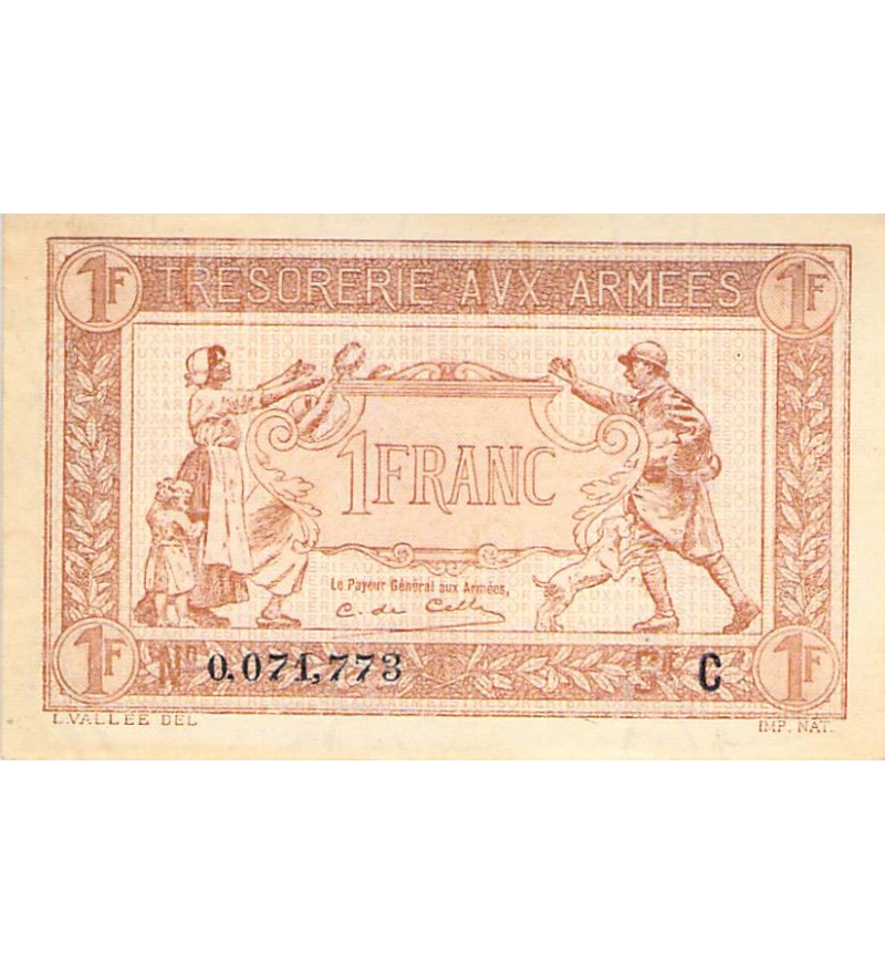 TRÉSORERIE AUX ARMÉES - 1 FRANC 1917 SÉRIE C - SPL