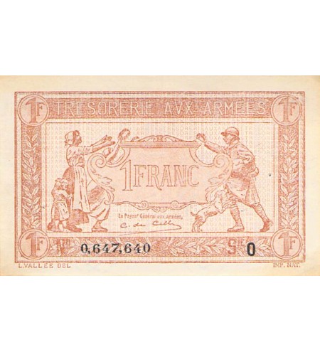 TRÉSORERIE AUX ARMÉES - 1 FRANC 1919 SÉRIE O - SUP