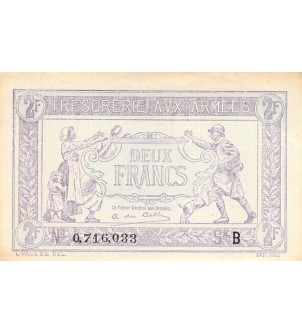 TRÉSORERIE AUX ARMÉES - 2 FRANCS 1919 SÉRIE B - SUP