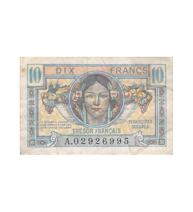 TRÉSOR FRANCAIS, TERRITOIRES OCCUPÉS - 10 FRANCS type 1947 - TB+