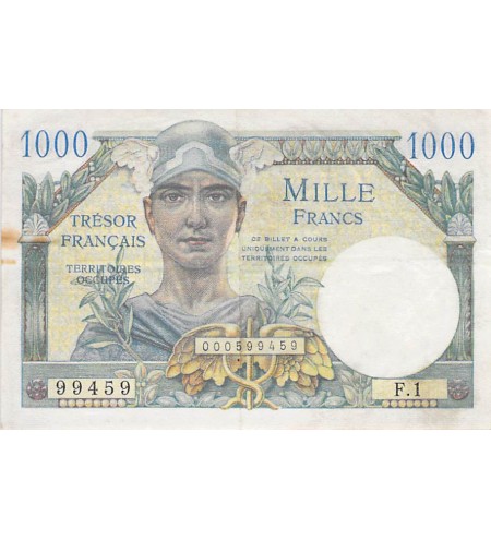 TRÉSOR FRANÇAIS, TERRITOIRES OCCUPÉS - 1000 FRANCS 1947 - SÉRIE F.1 - PSUP