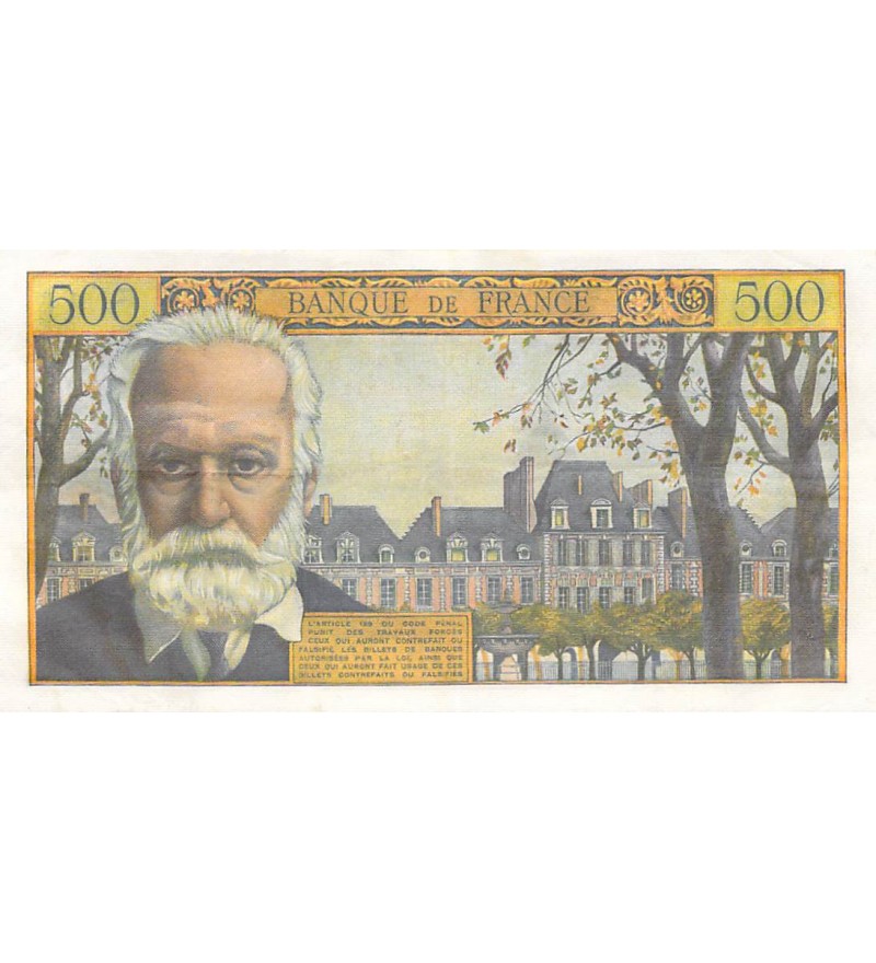 FRANCE, VICTOR HUGO - 5 NF / 500 FRANCS SURCHARGE 12/02/1959 - SÉRIE F.120 - TTB+