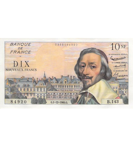 FRANCE, RICHELIEU - 10 NF 01/12/1960 - SÉRIE B.143 - SUP+