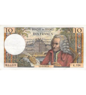 FRANCE, VOLTAIRE - 10 FRANCS 02/12/1971 - SÉRIE K.726 - PSUP 2