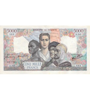 FRANCE, EMPIRE FRANCAIS - 5000 FRANCS 26/04/1945 - SÉRIE S.543 - TTB+ 2
