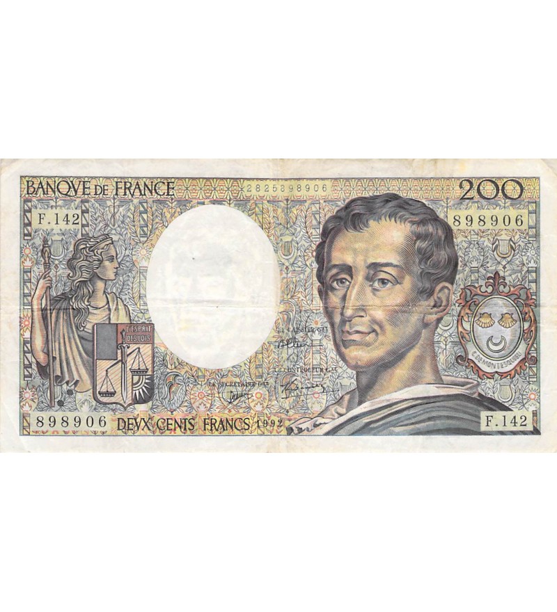FRANCE, MONTESQUIEU - 200 FRANCS 1992 - SÉRIES VARIÉES - TB+