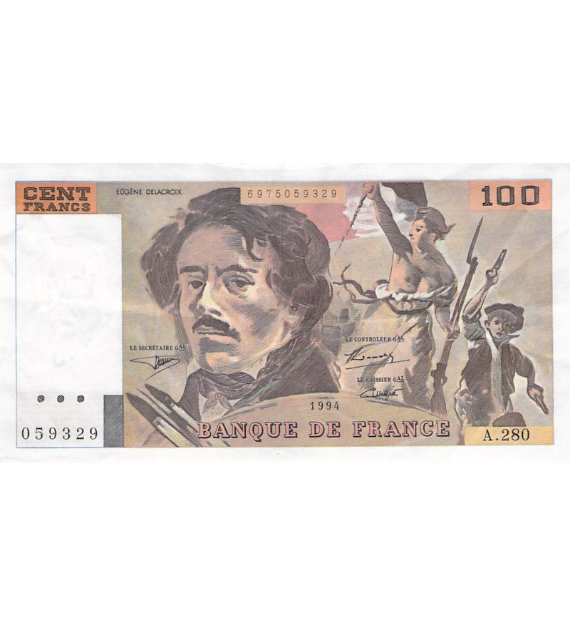 FRANCE, DELACROIX - 100 FRANCS 1994 - SÉRIES VARIÉES - TTB+