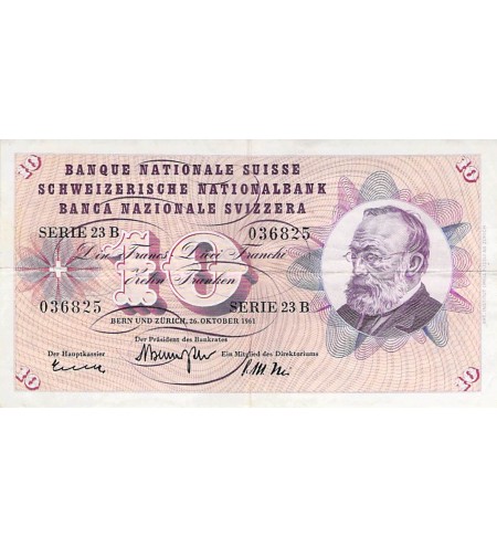 SUISSE, GOTTFRIED KELLER - 10 FRANCS 26/10/1961