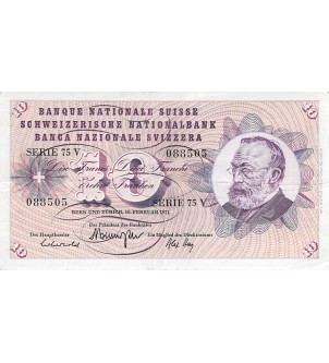 SUISSE, GOTTFRIED KELLER - 10 FRANCS 10/02/1971 - TTB