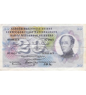 SUISSE, GENERAL DUFOUR - 20 FRANCS 21/01/1965 - TB+ 2