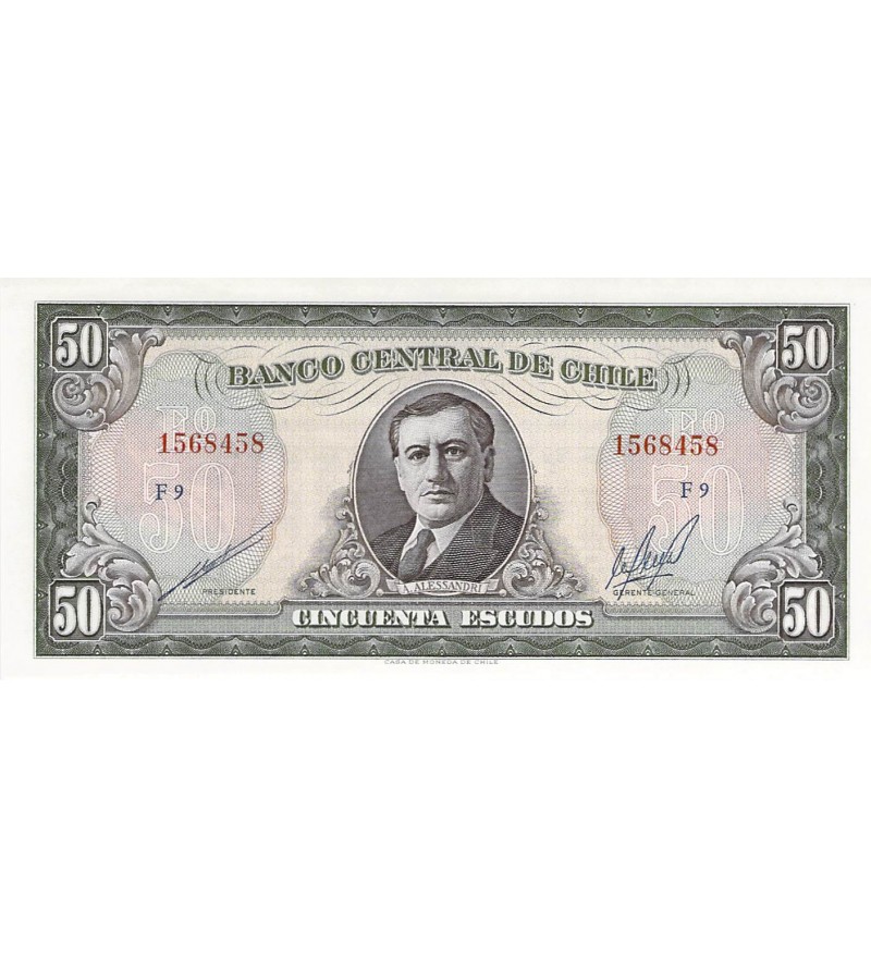 CHILI, ARTURO ALESSANDRI - 50 ESCUDOS 1973 / 1985 - NEUF