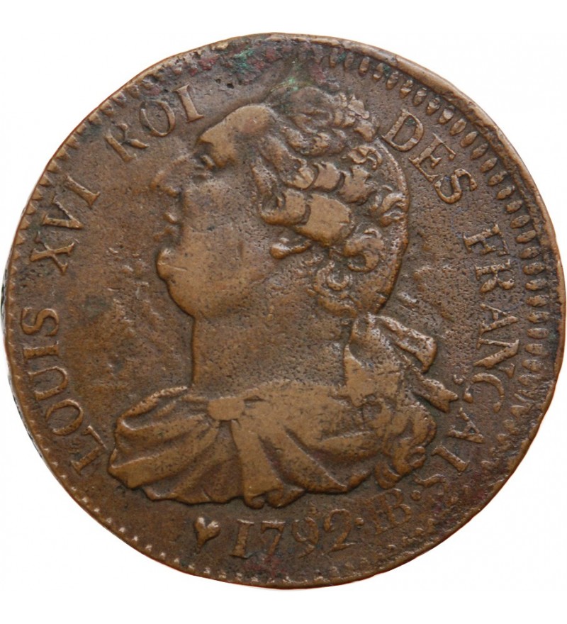 REVOLUTION FRANCAISE, CONSTITUTION - 2 SOLS ROI DES FRANCAIS 1792 BB STRASBOURG