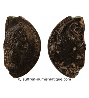 NEMAUSUS, NIMES, AUGUSTE ET AGRIPPA - 1/2 DUPONDIUS - VERS 10 AV JC