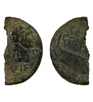 NEMAUSUS, NIMES, AUGUSTE ET AGRIPPA - 1/2 DUPONDIUS - VERS 10 2