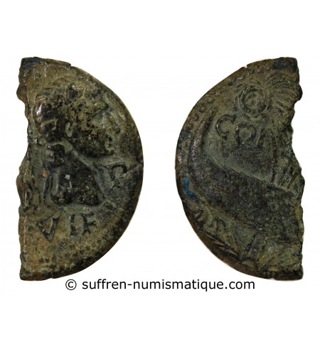 NEMAUSUS, NIMES, AUGUSTE ET AGRIPPA - 1/2 DUPONDIUS - VERS 10