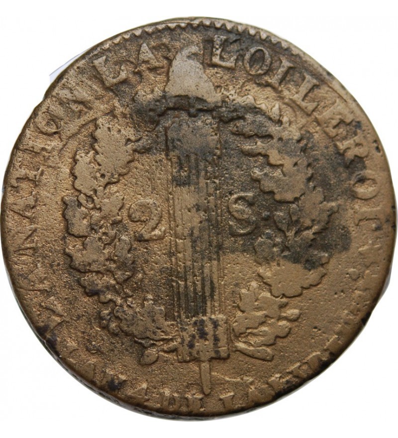 REVOLUTION FRANCAISE, CONSTITUTION - 2 SOLS ROI DES FRANCOIS 1792 R ORLEANS
