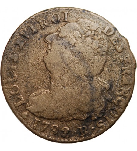 REVOLUTION FRANCAISE, CONSTITUTION - 2 SOLS ROI DES FRANCOIS 1792 R ORLEANS