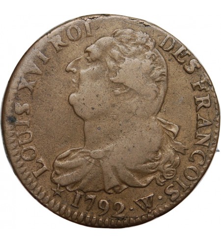 REVOLUTION FRANCAISE, CONSTITUTION - 2 SOLS ROI DES FRANCOIS 1792 W° ARRAS