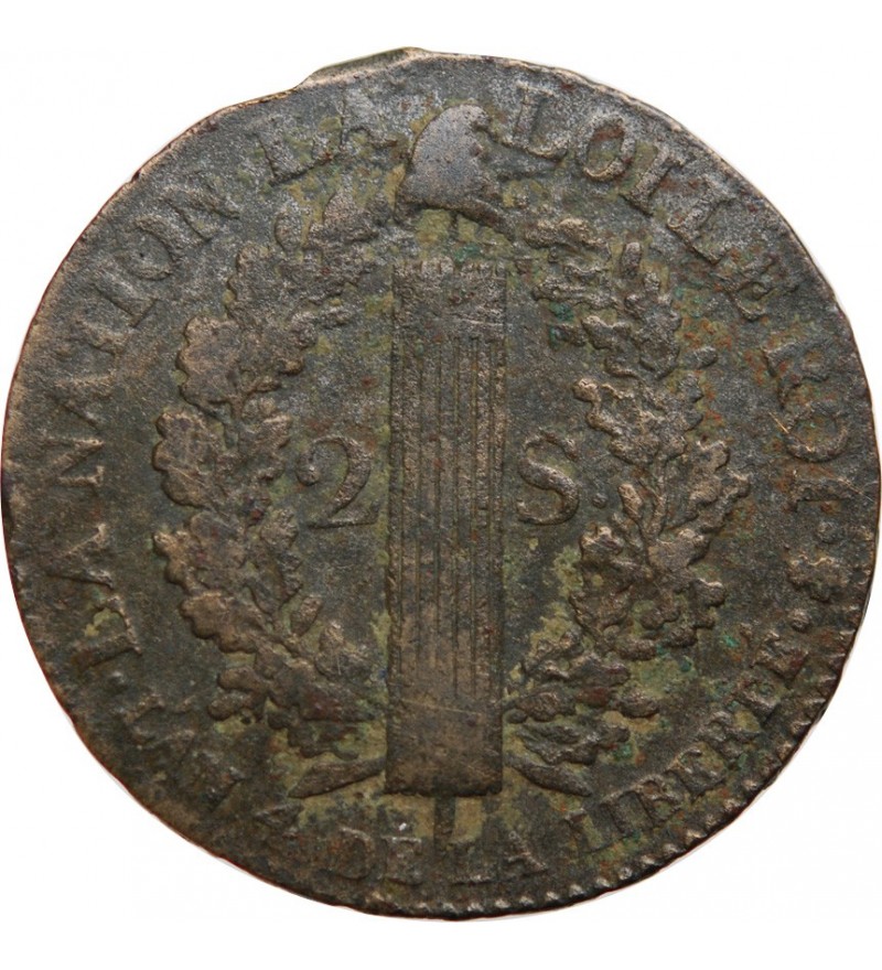 REVOLUTION FRANCAISE, CONSTITUTION - 2 SOLS ROI DES FRANCOIS 1792 A PARIS