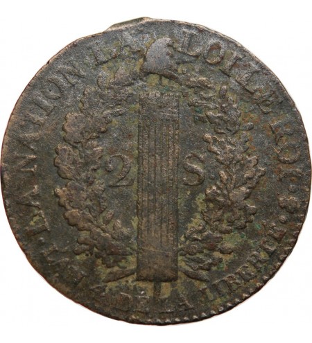 REVOLUTION FRANCAISE, CONSTITUTION - 2 SOLS ROI DES FRANCOIS 1792 A PARIS