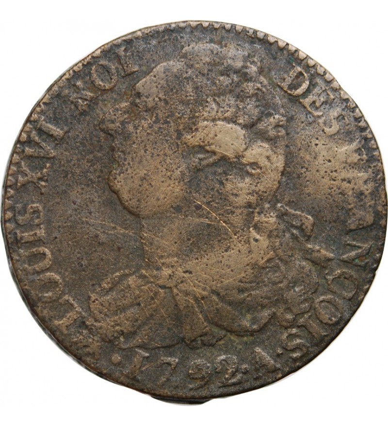 REVOLUTION FRANCAISE, CONSTITUTION - 2 SOLS ROI DES FRANCOIS 1792 A PARIS