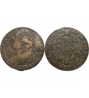 REVOLUTION FRANCAISE, CONSTITUTION - 2 SOLS ROI DES FRANCOIS 1792 A PARIS 2