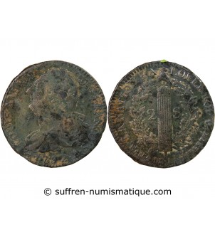 LOUIS XVI, CONSTITUTION - 2 SOLS AU FAISCEAU 1792 A PARIS