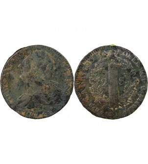 LOUIS XVI, CONSTITUTION - 2 SOLS AU FAISCEAU 1792 A PARIS 2