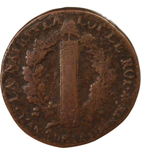 LOUIS XVI, CONSTITUTION - 2 SOLS AU FAISCEAU 1793 BB STRASBOURG