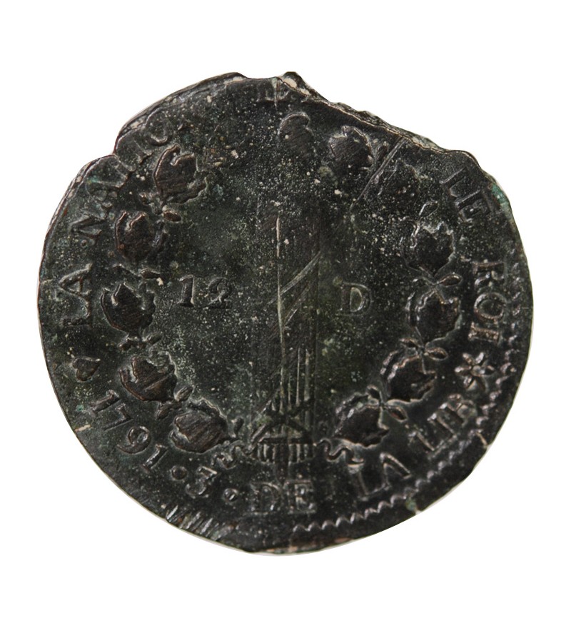 LOUIS XVI, CONSTITUTION - 12 DENIERS 1791 BB STRASBOURG