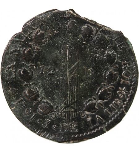 LOUIS XVI, CONSTITUTION - 12 DENIERS 1791 BB STRASBOURG