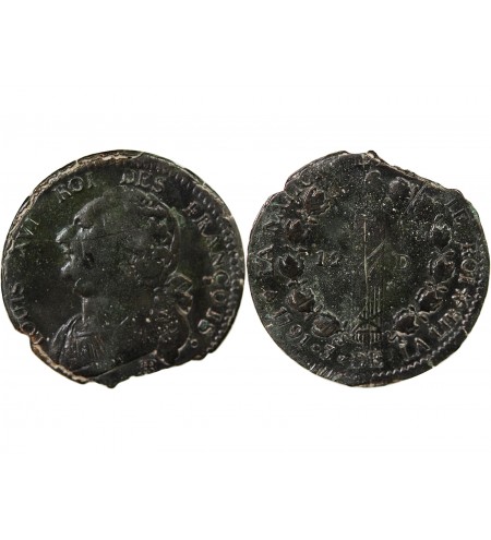 LOUIS XVI, CONSTITUTION - 12 DENIERS 1791 BB STRASBOURG