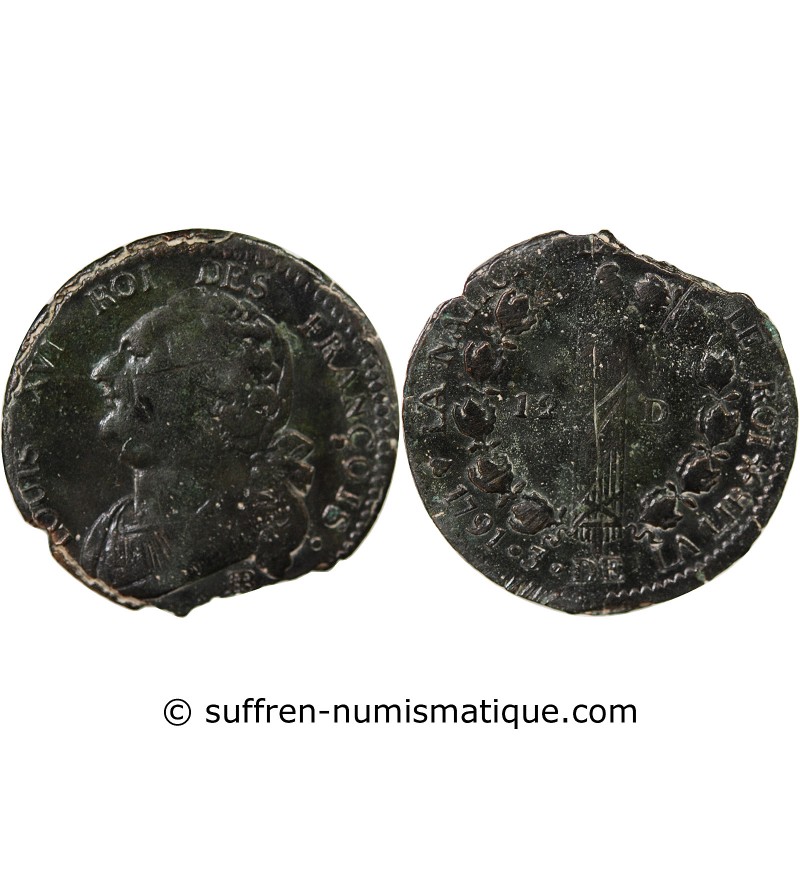 LOUIS XVI, CONSTITUTION - 12 DENIERS 1791 BB STRASBOURG