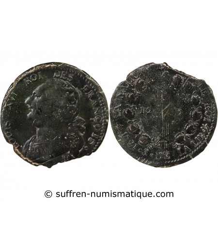 LOUIS XVI, CONSTITUTION - 12 DENIERS 1791 BB STRASBOURG