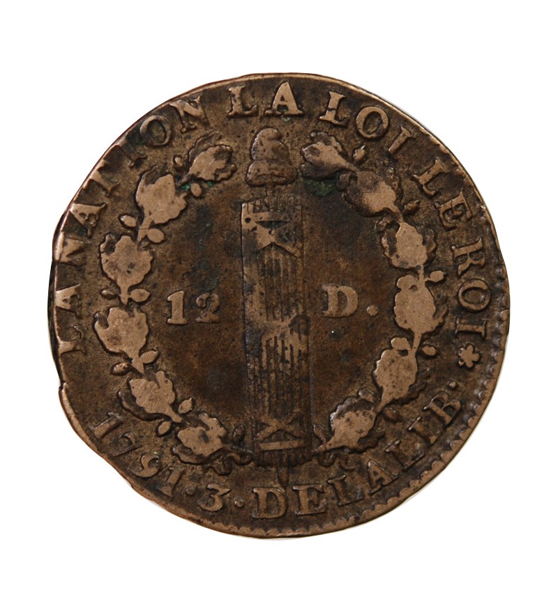 LOUIS XVI, CONSTITUTION - 12 DENIERS 1791 A PARIS